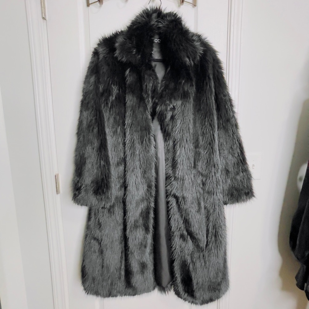 Boutique Faux Fur Long Coat Black L